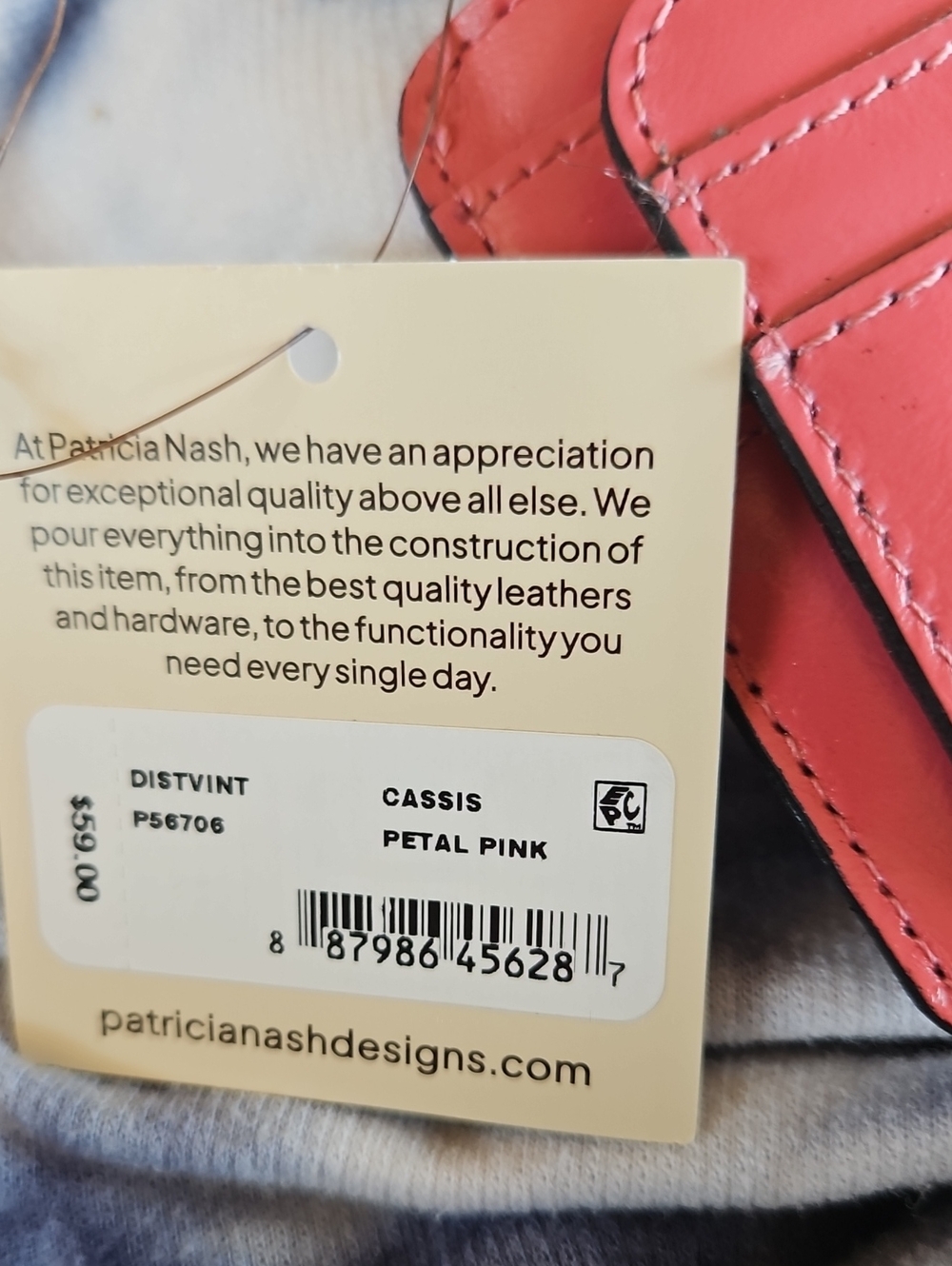Patricia Nash Petal Pink Cassis Leather Card Wallet - Picture 3 of 7